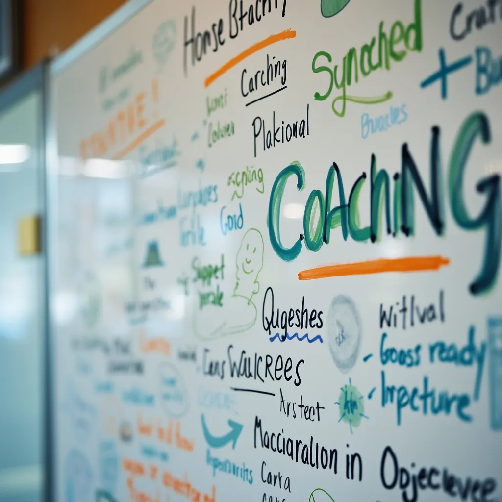 Tableau blanc avec des notes stratégiques de coaching
