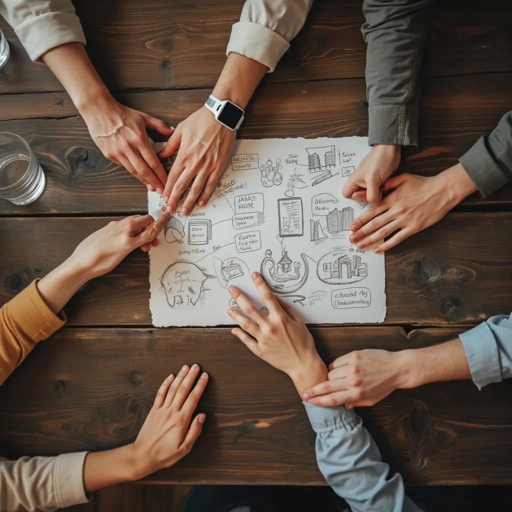 Personnes collaborant autour d'une table