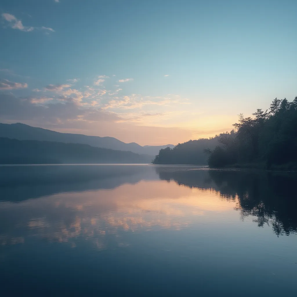 Eau calme reflétant le ciel