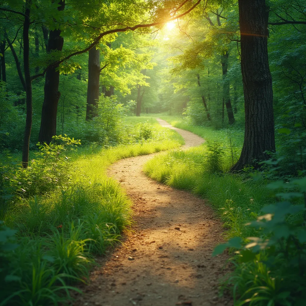Chemin forestier ensoleillé