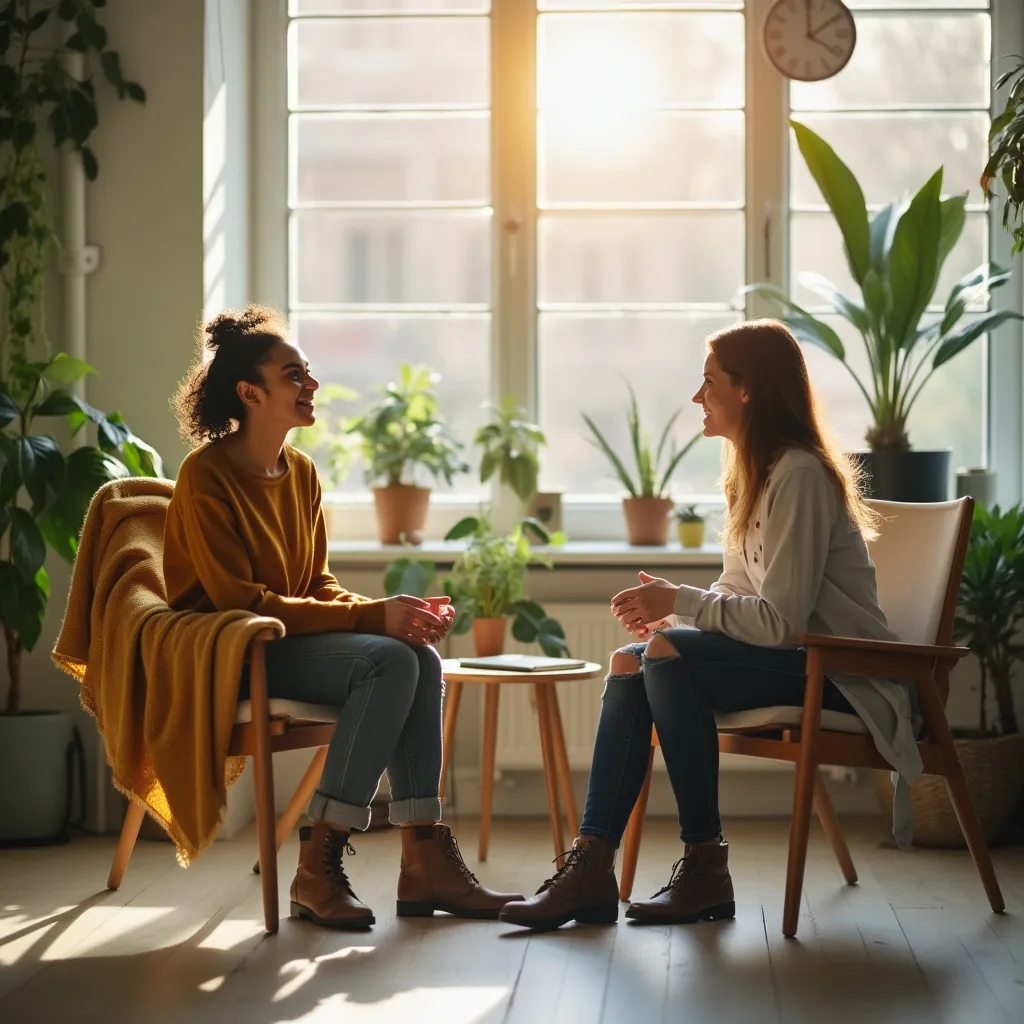 Coach et client discutant dans un environnement serein